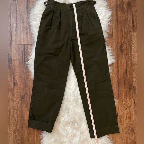 VTG NON STOCK British Army Style Double Pleated Trousers Army Green, Size 30 - Picture 11 of 14